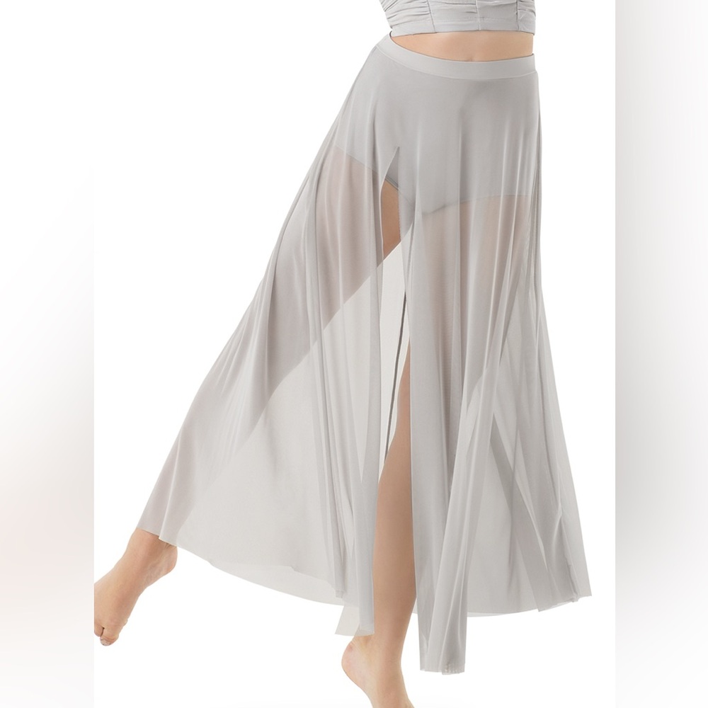 Balera High Waist Mesh Maxi Skirt in Soft Gray MC